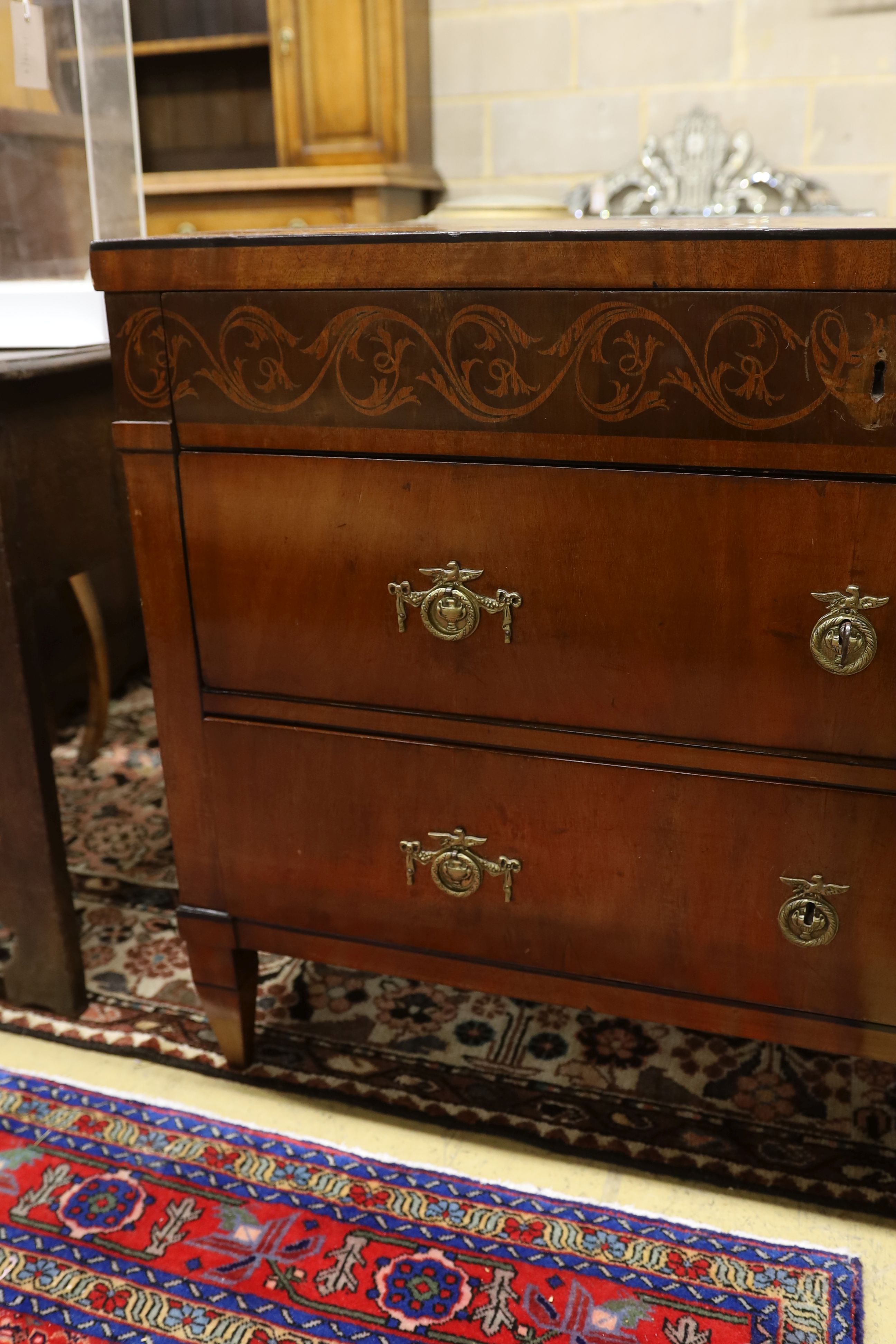 A Biedermeier style mahogany commode, width 112cm, depth 53cm, height 78cm